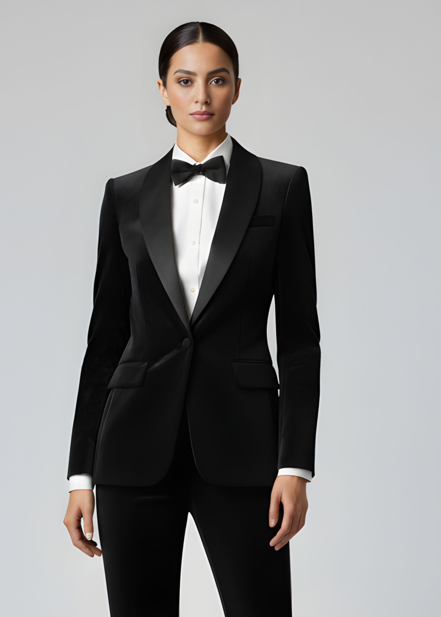 Ladies Black Velvet Tuxedo Suit