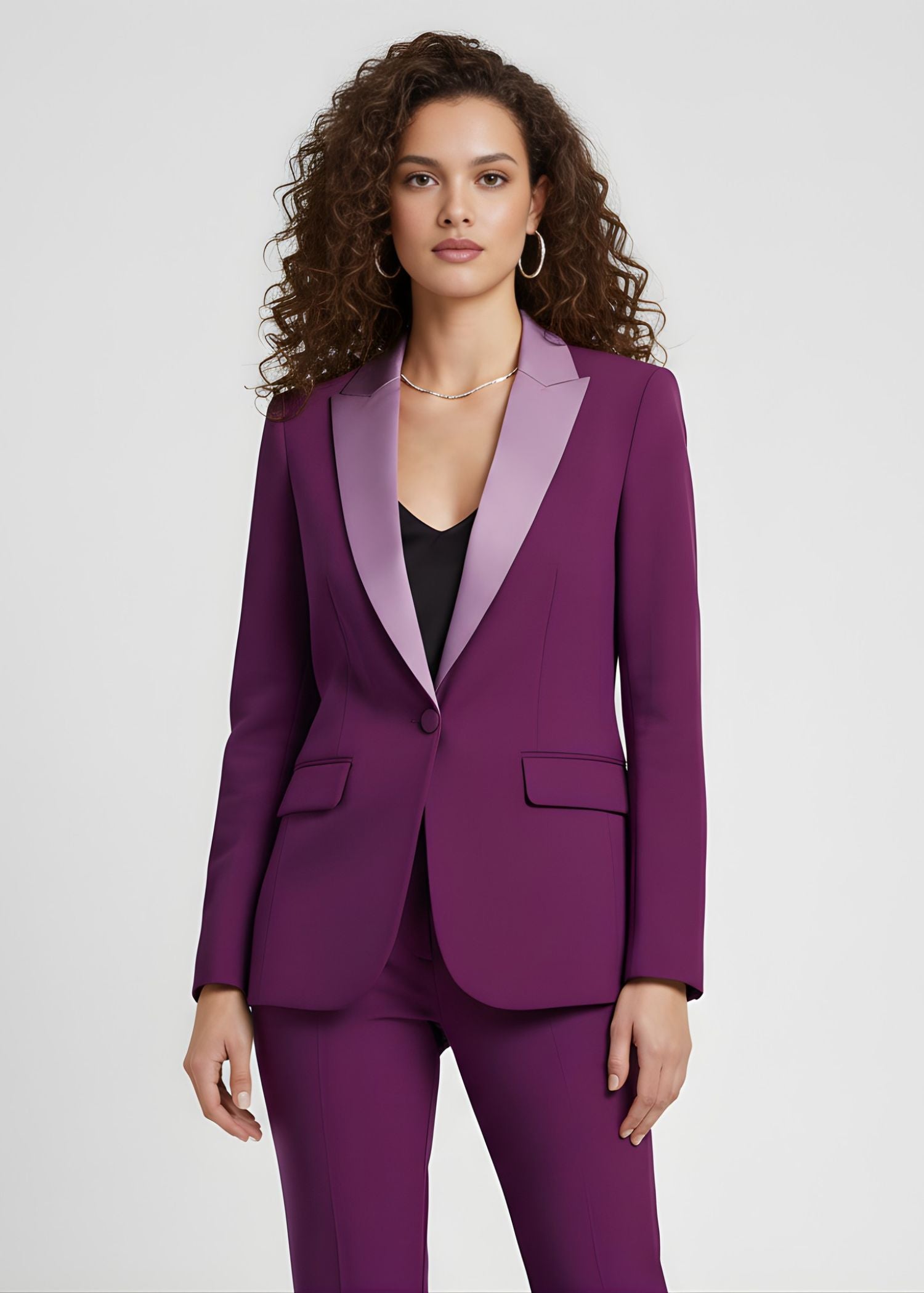 Dark Plum Tuxedo with Lavender Lapel
