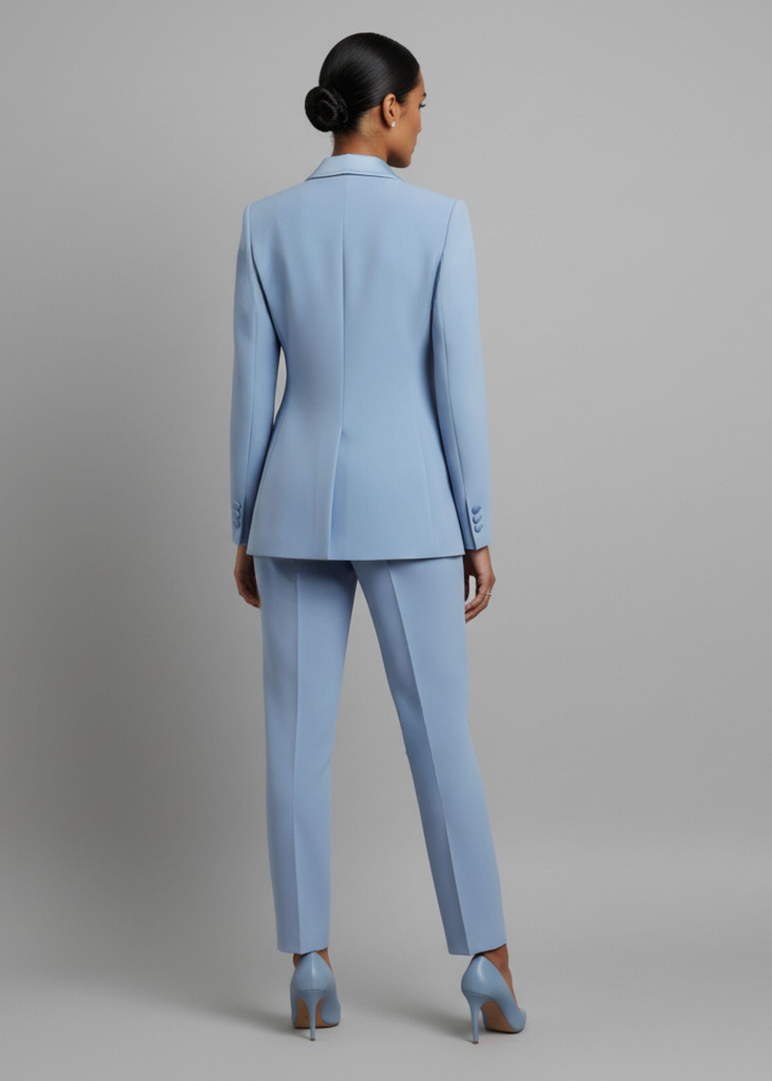 Women Light Blue Tuxedo Suit