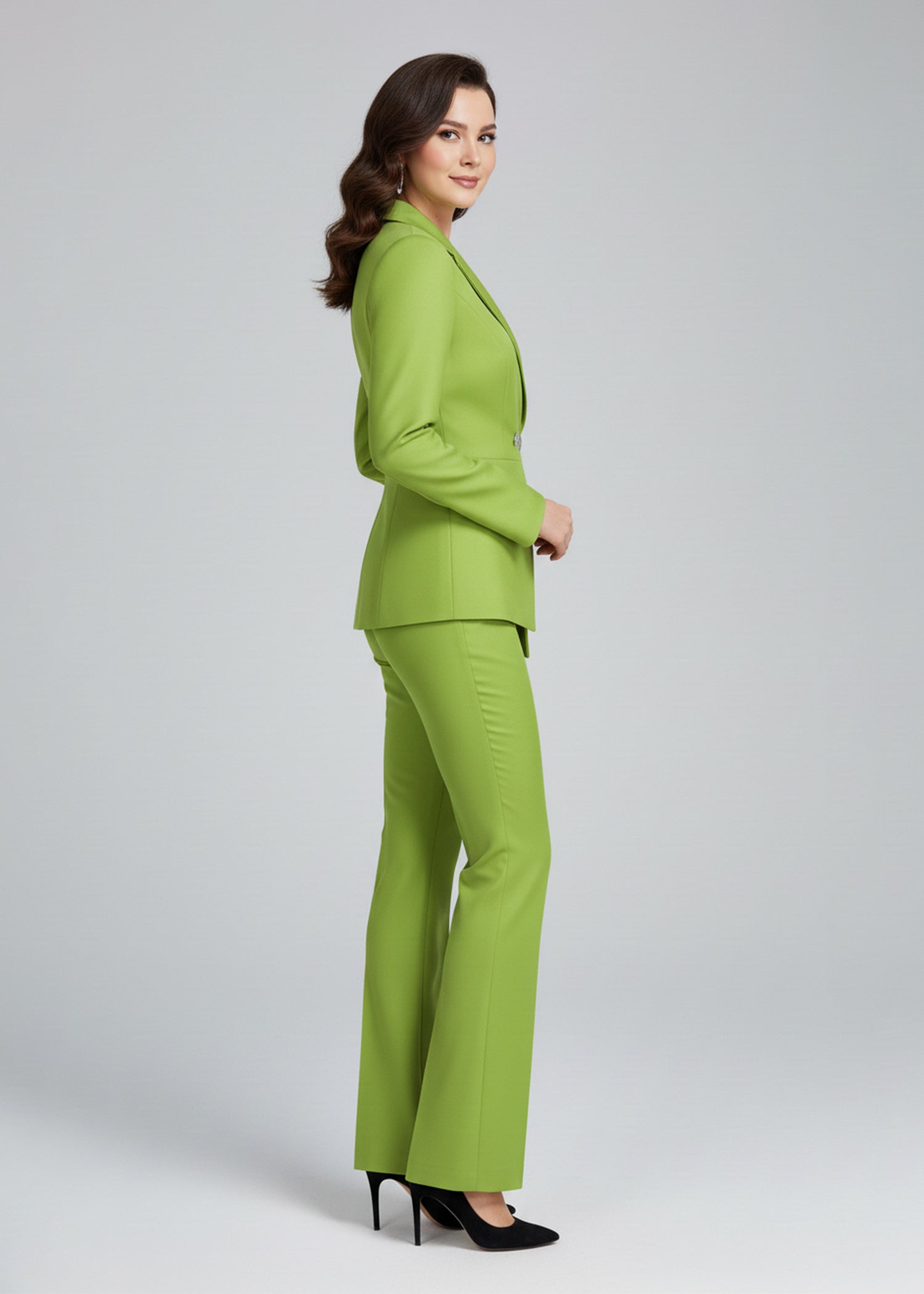 Fitted Waist Suit in Lime Green 