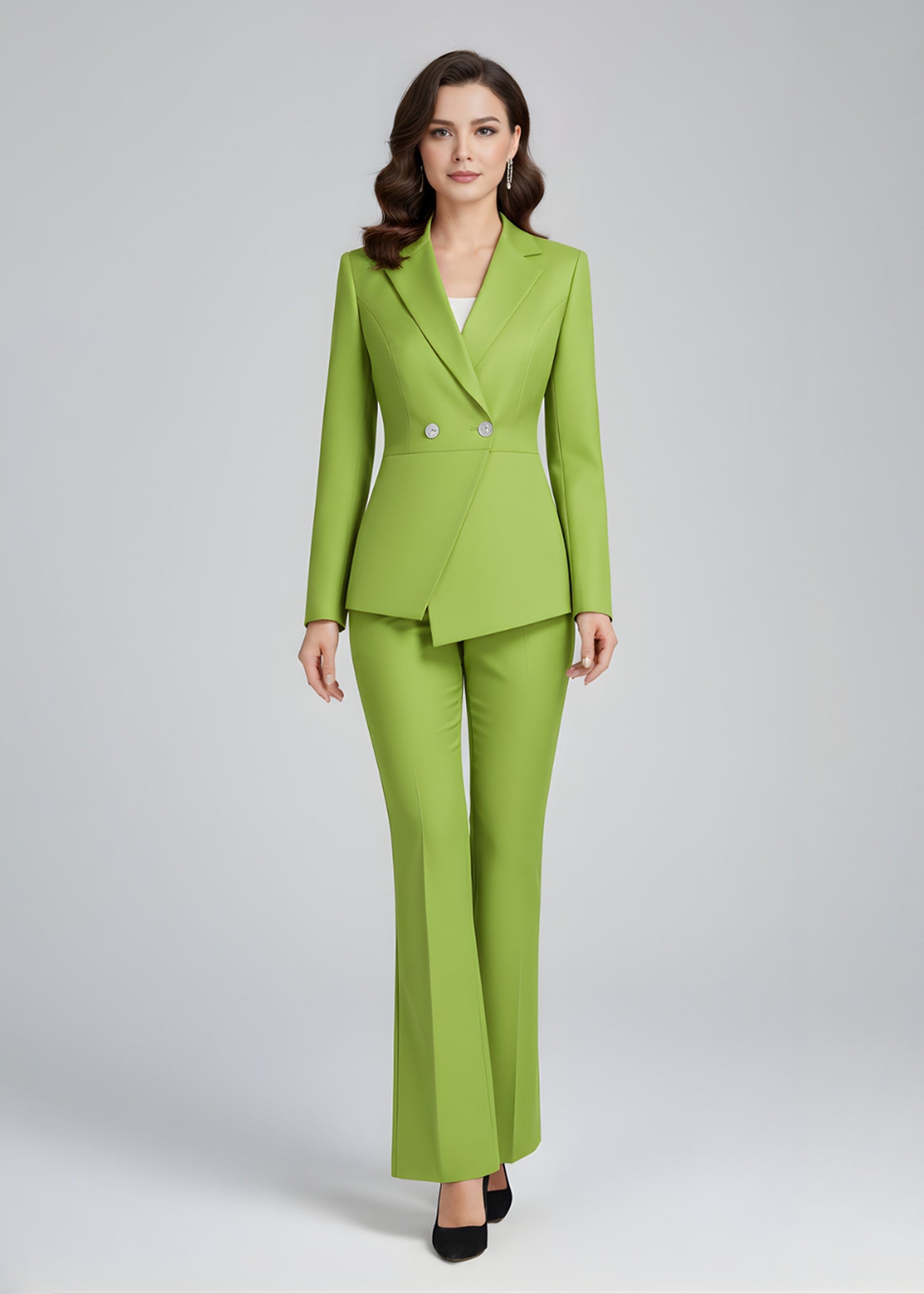 Levant Fitted Waist Suit in Lime Green 