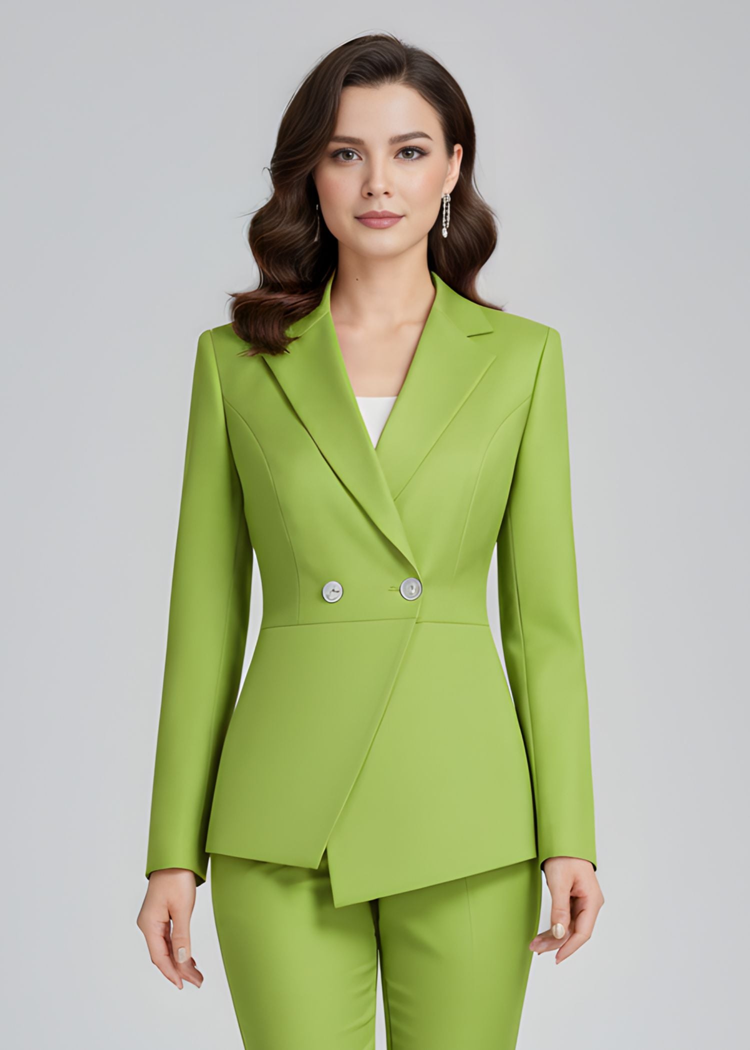 Levant Fitted Waist Suit in Lime Green 