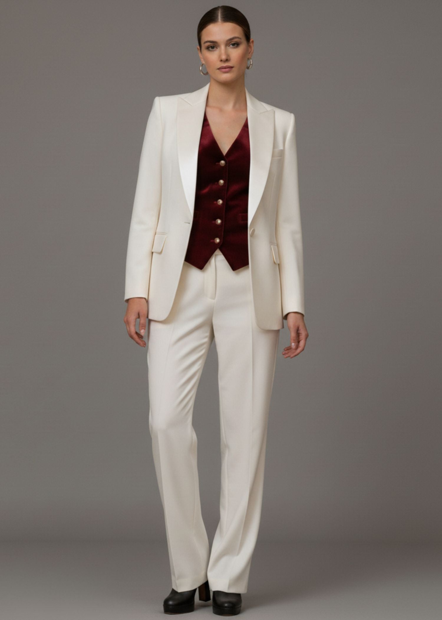 3 Piece Tuxedo with Maroon Vest