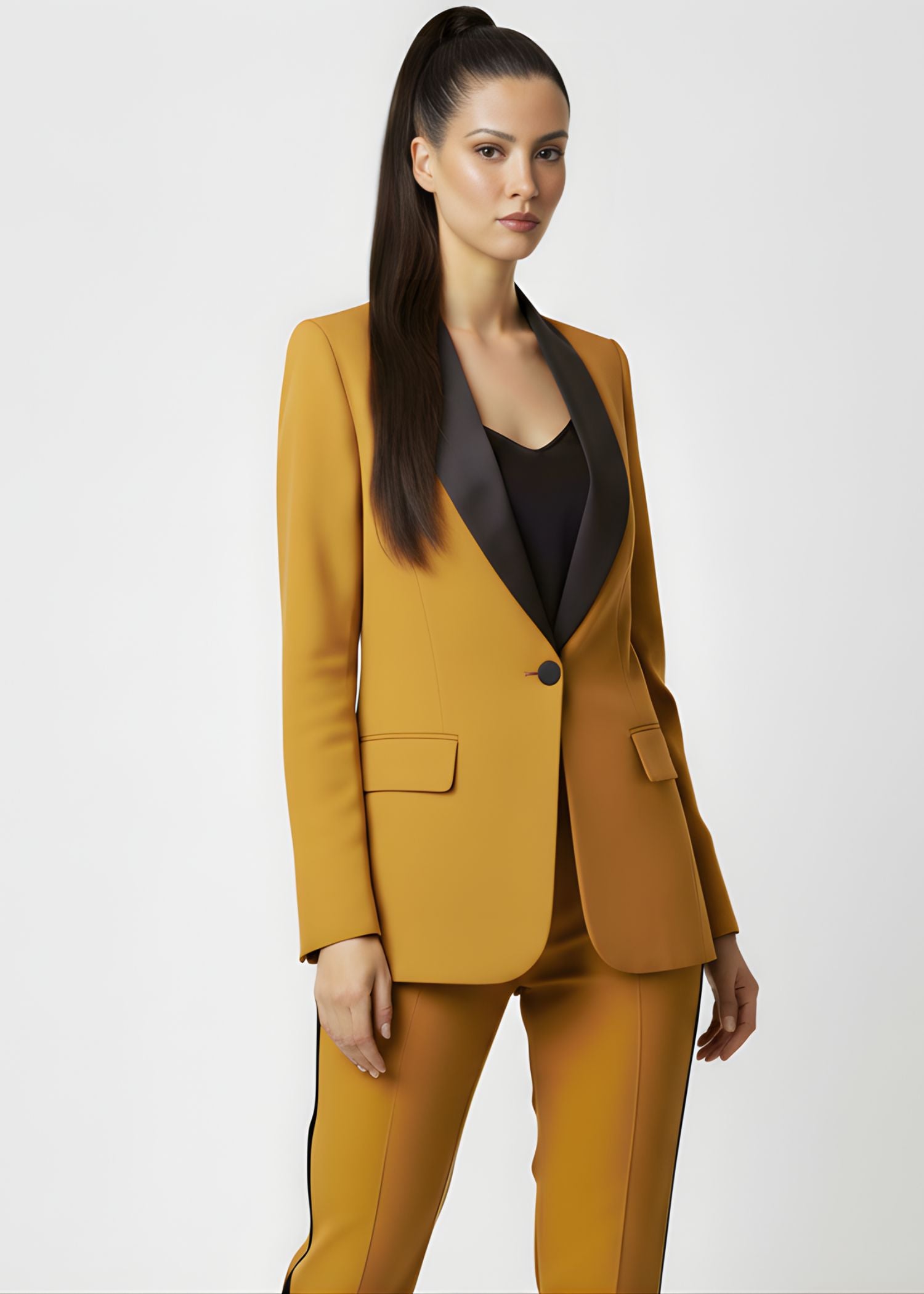 Ladies Mustard Yellow Tuxedo