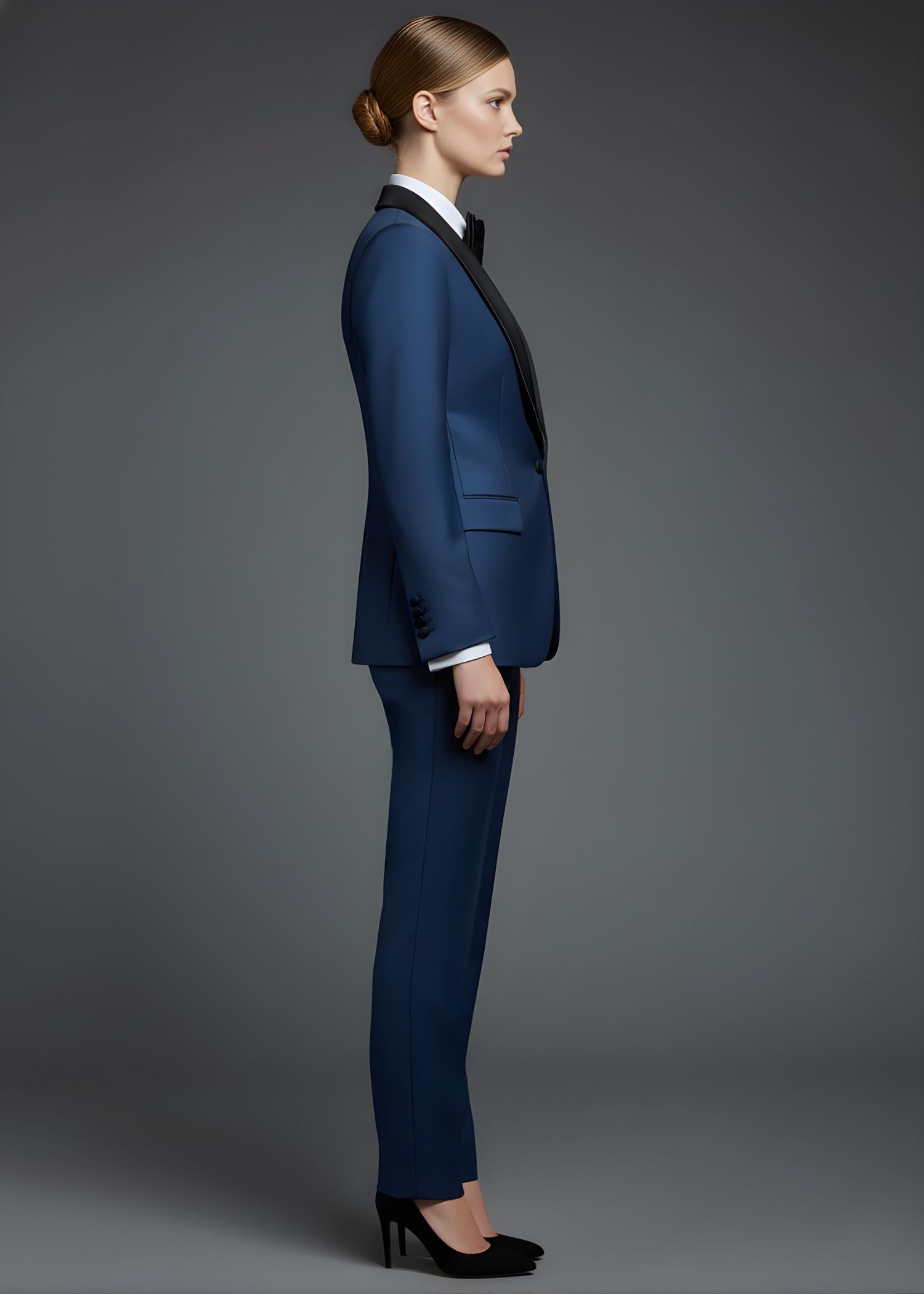 Navy Blue Tuxedo with Black Lapel