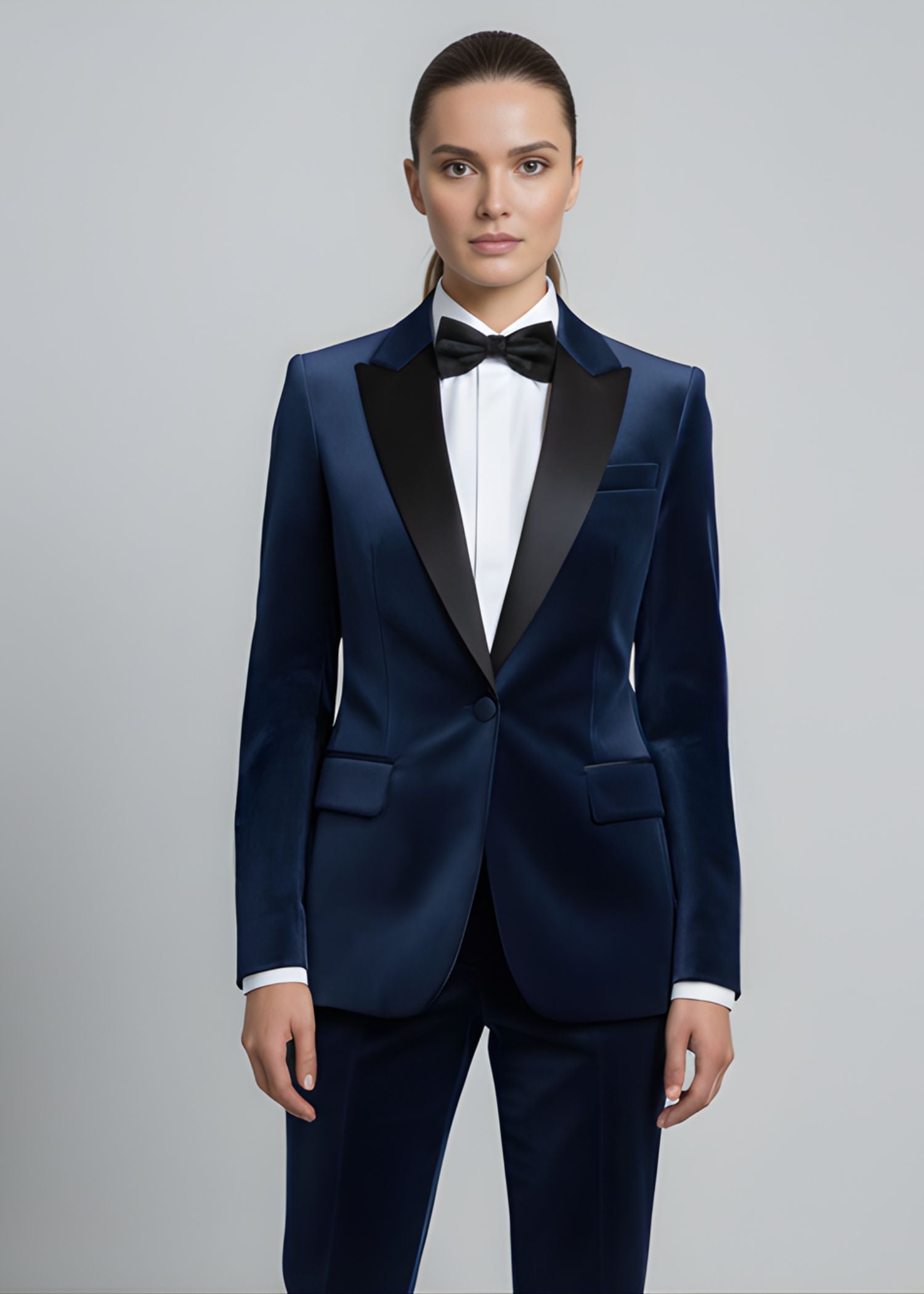 Women Navy Blue Velvet Tuxedo