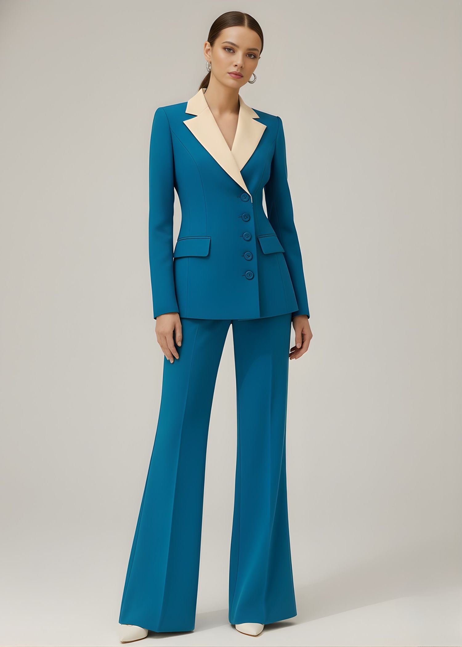 Ladies Sea Blue Notch Lapel Tuxedo