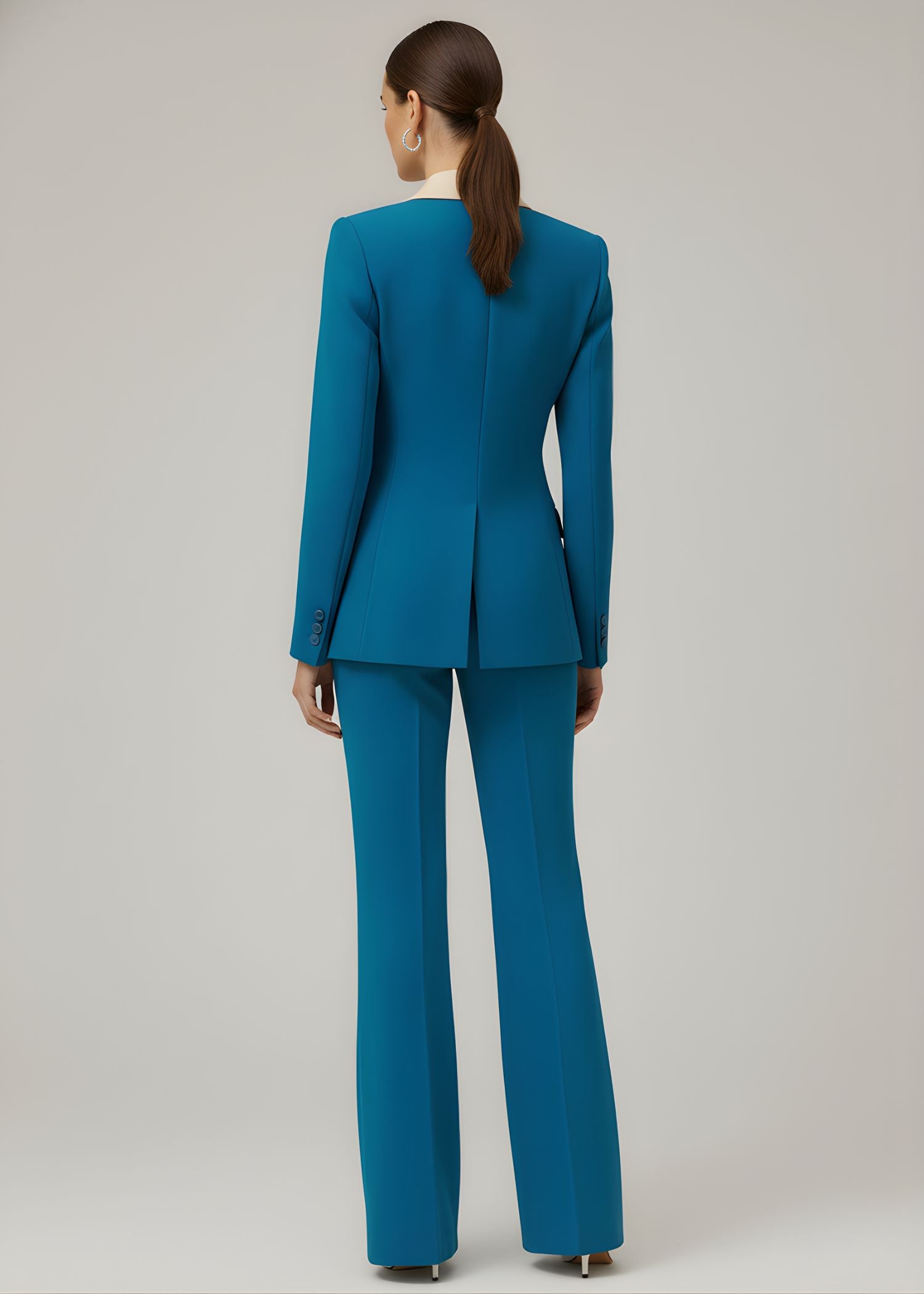 Ladies Sea Blue Notch Lapel Tuxedo