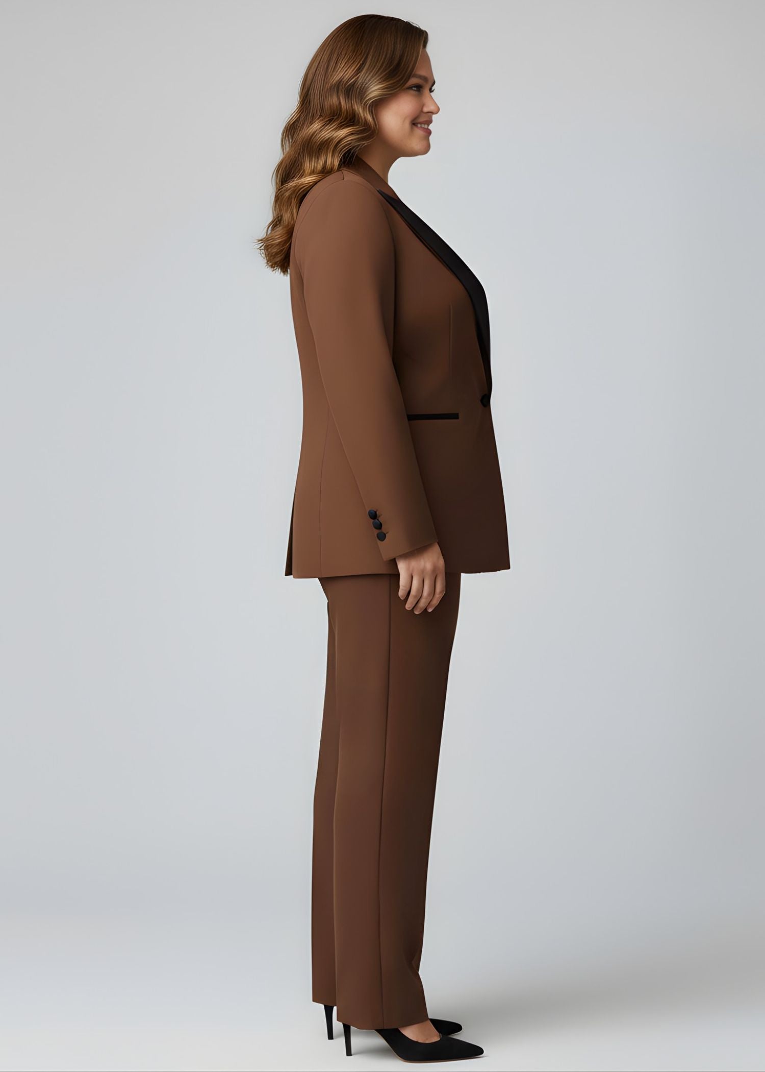 Plus Size Brown Tuxedo for Women