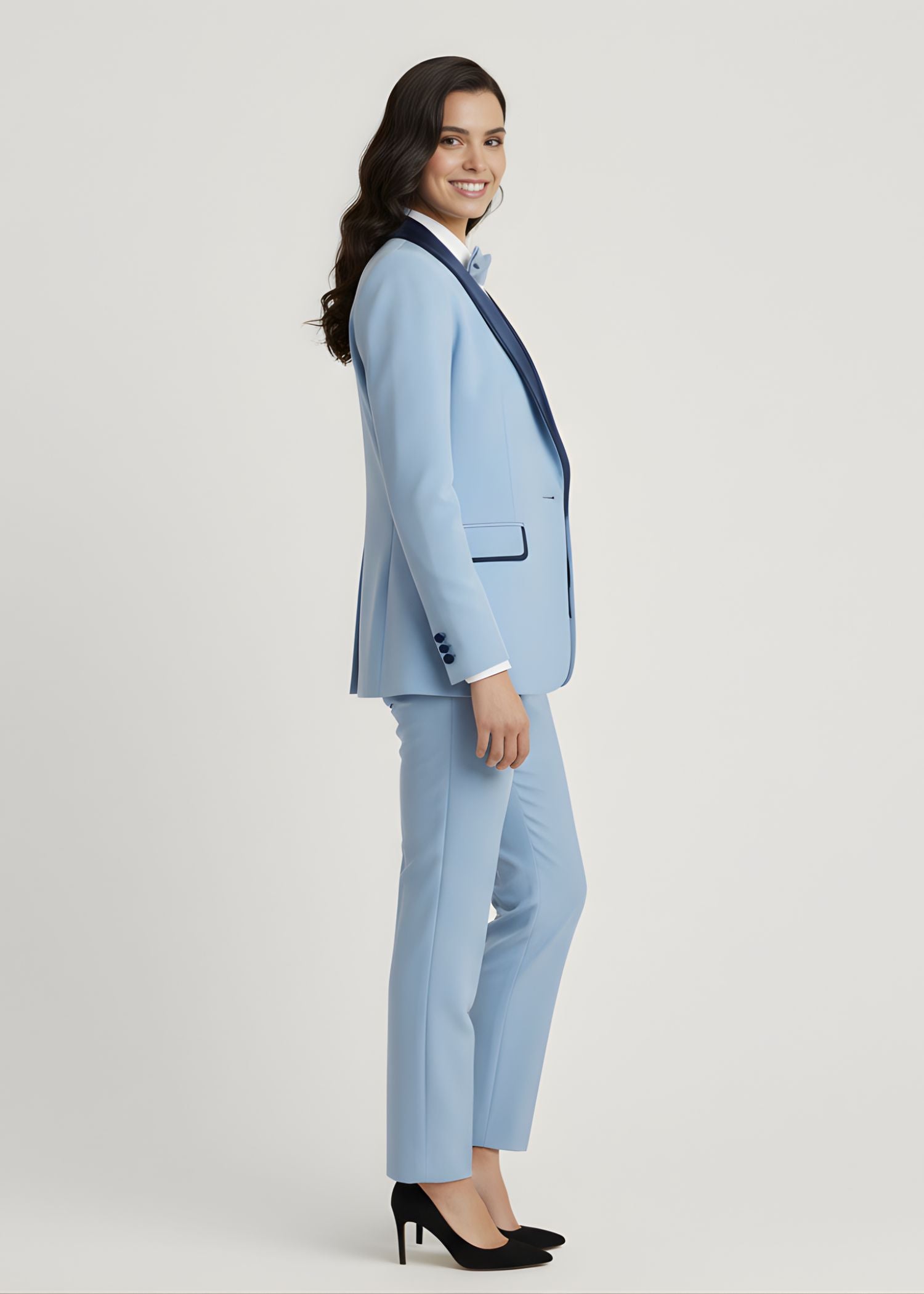 Powder Blue Tuxedo with Navy Contrast