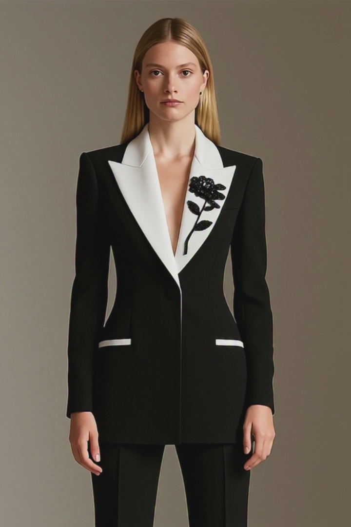 Black Tuxedo With White Lapel for Women