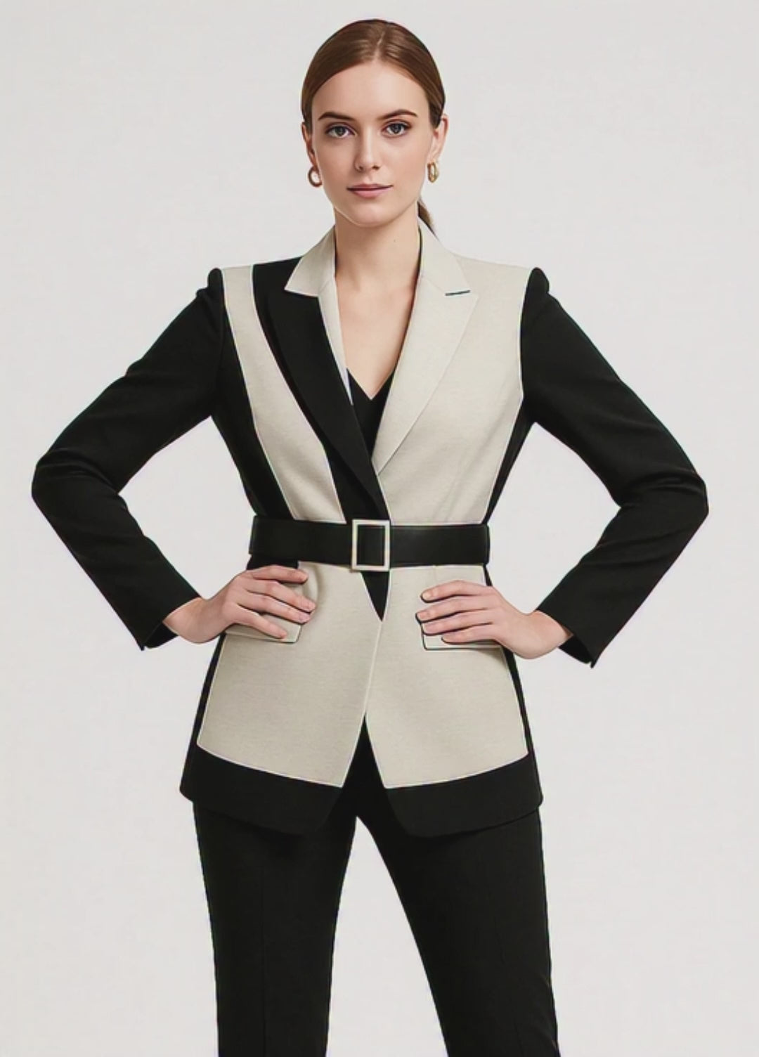 Santorini Women's Beige and Black tuxedo