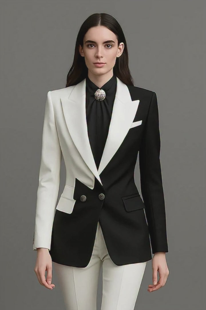 Two Tone Black & White Tuxedo Suit