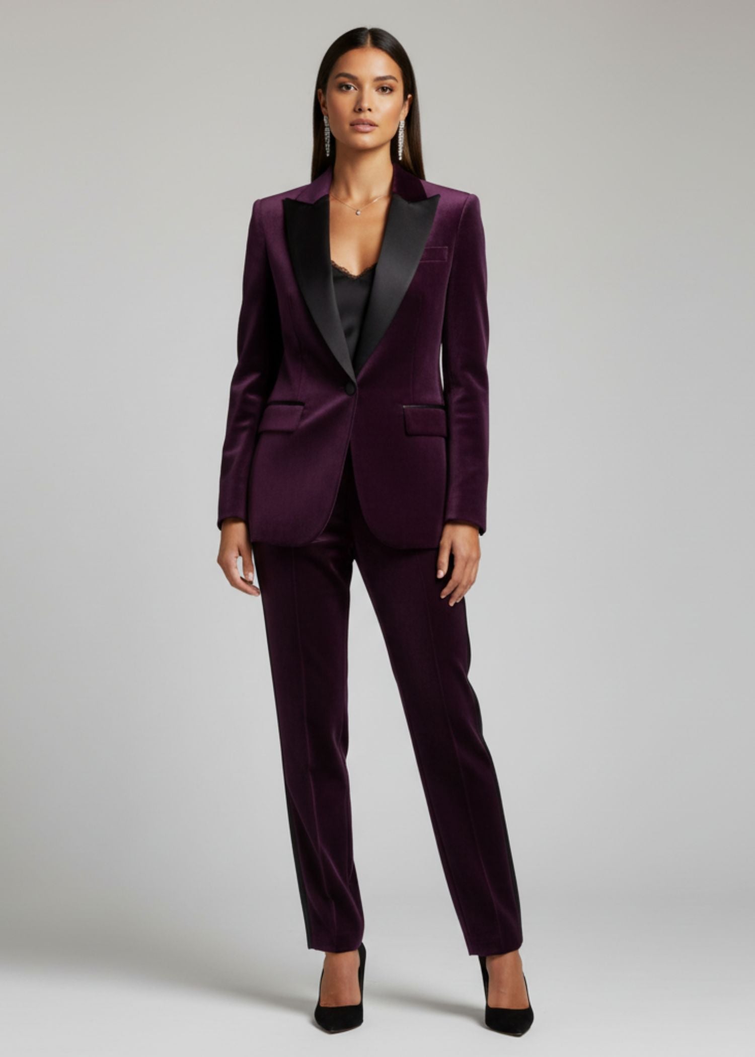 Zion Satin Lapel Tuxedo in Purple