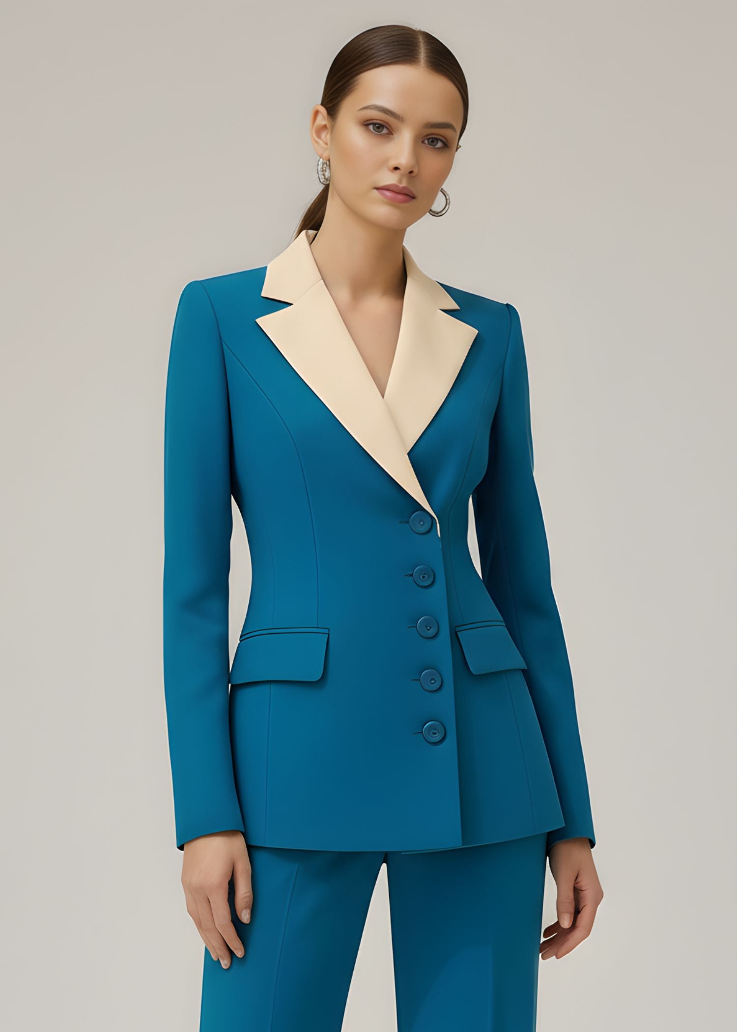Ladies Sea Blue Notch Lapel Tuxedo