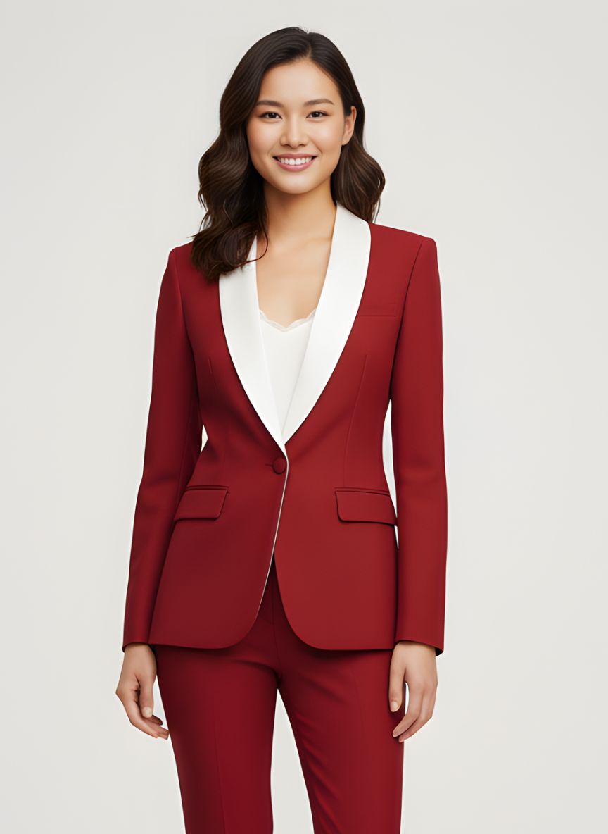 Formal Shawl Lapel Tuxedo in Bright Red