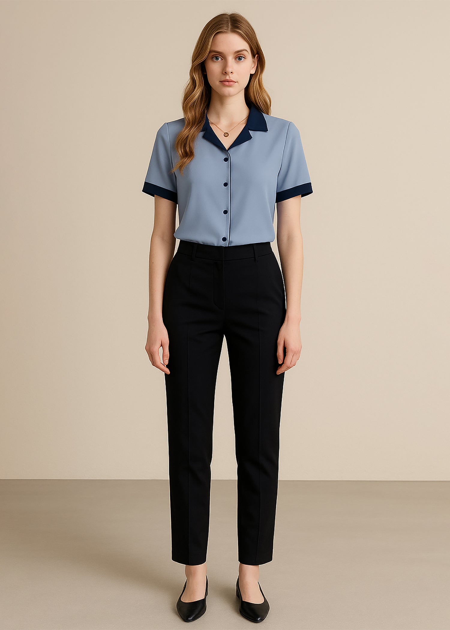 Shop Cadet Blue Short Sleeved Button Up Shirt for Female 14 Shop Cadet Blue Short Sleeved Button Up Shirt for Female 14