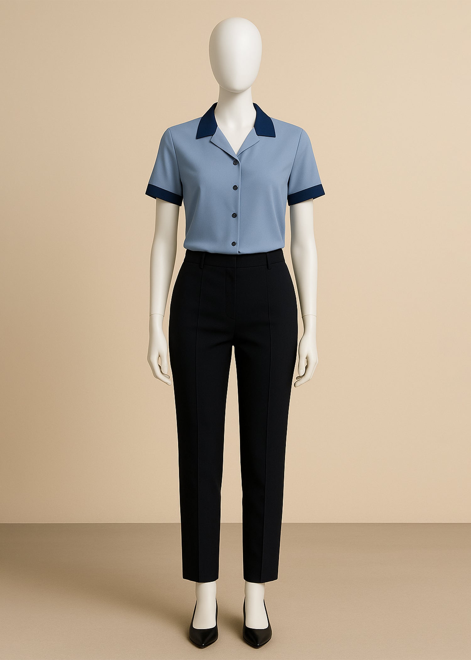short sleeved dress shirt Shop Cadet Blue Short Sleeved Button Up Shirt for Female 14