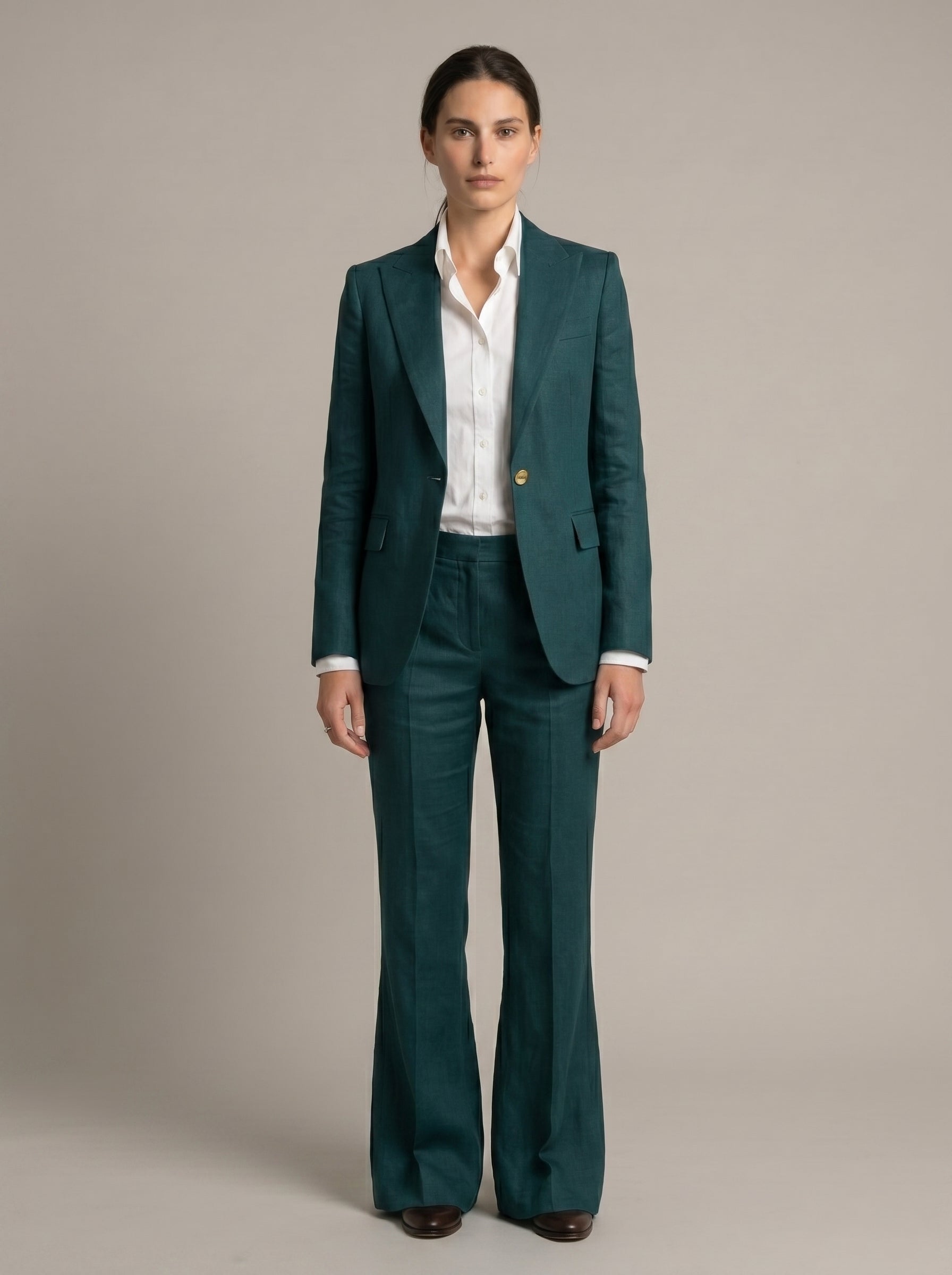 Sphinx Single Breasted Forest Green Linen Suit