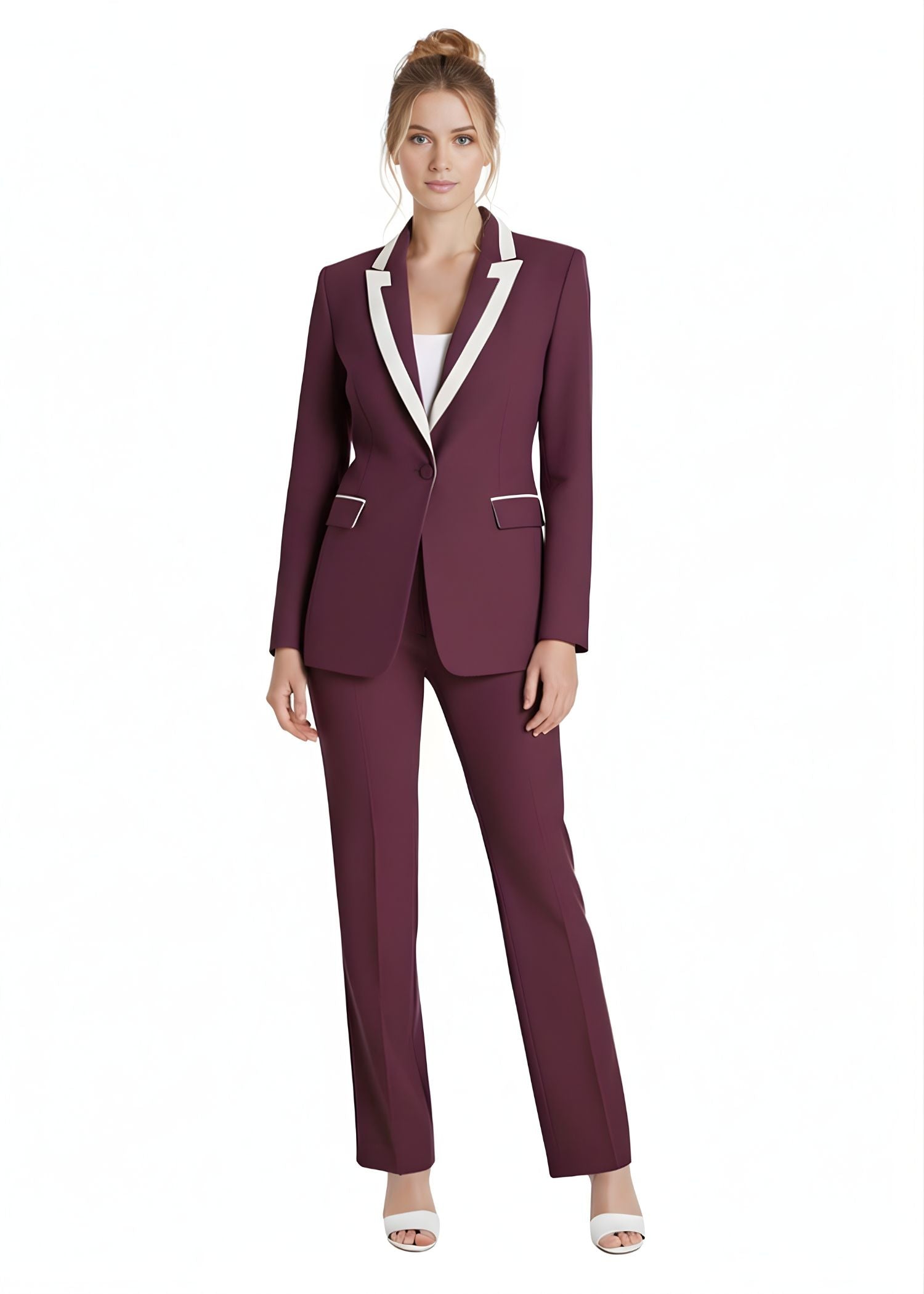 Verona Trim Lapel Tuxedo in Plum