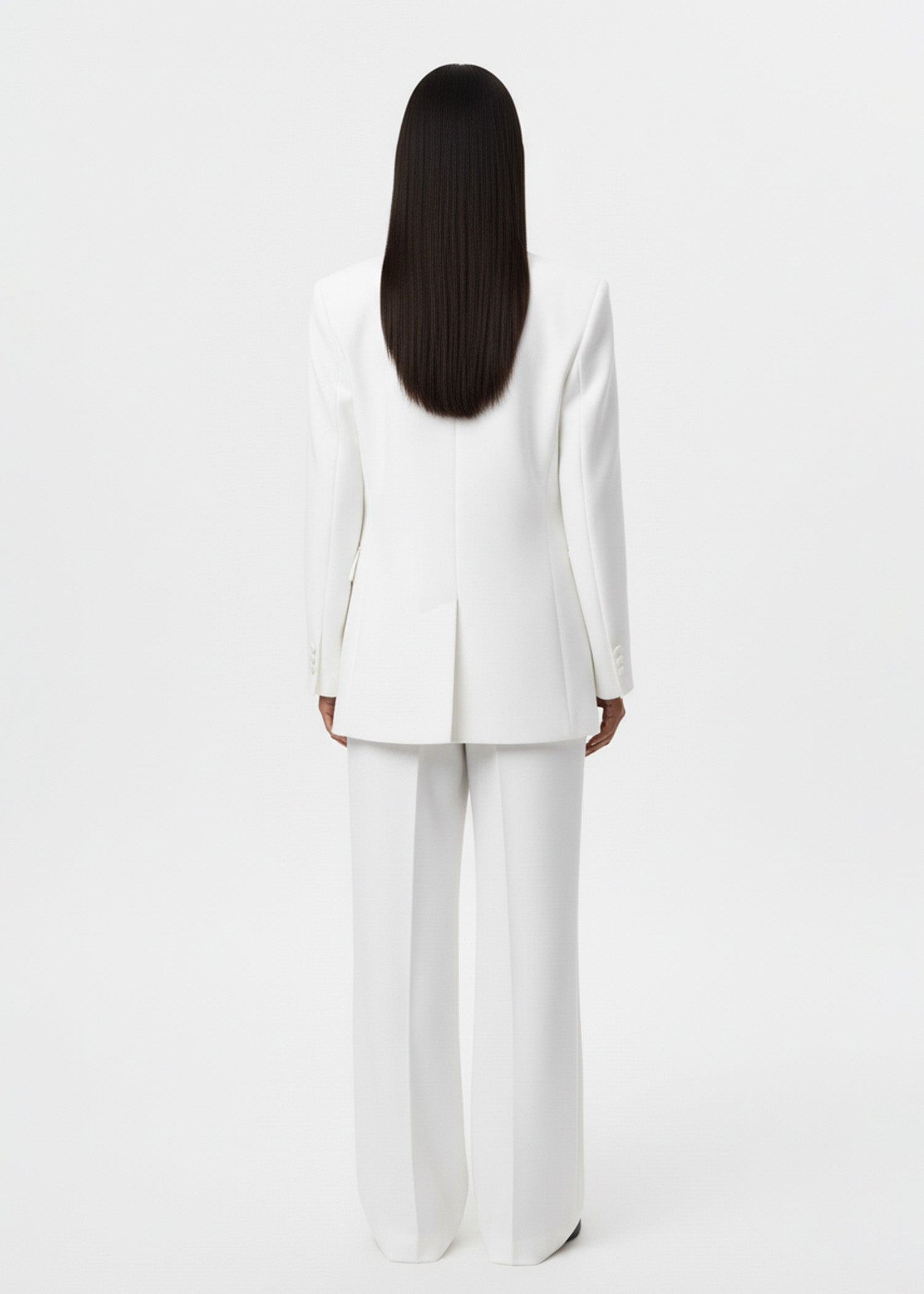 White Oversized Women Tuxedo Suit