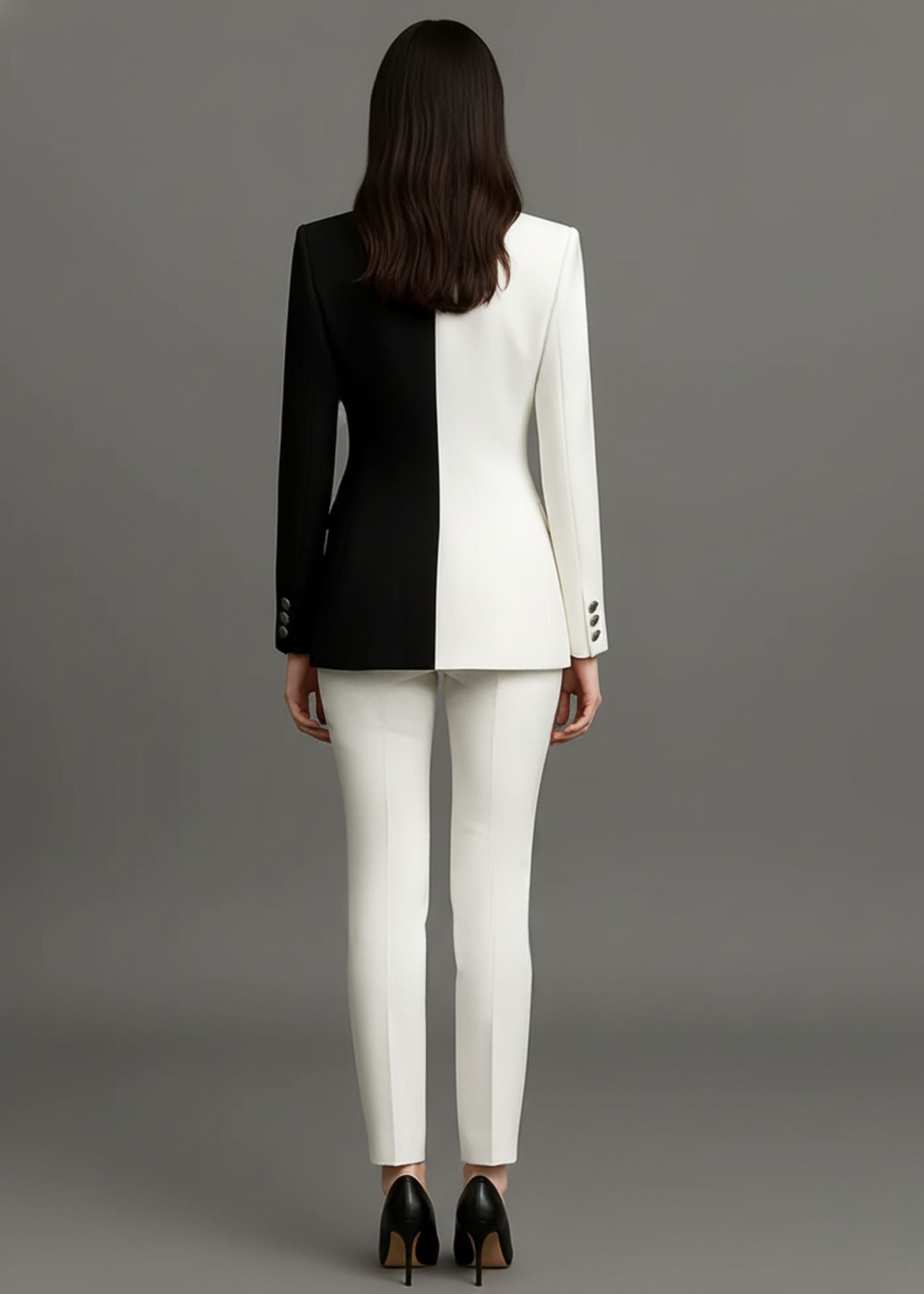 Two Tone Black & White Tuxedo Suit