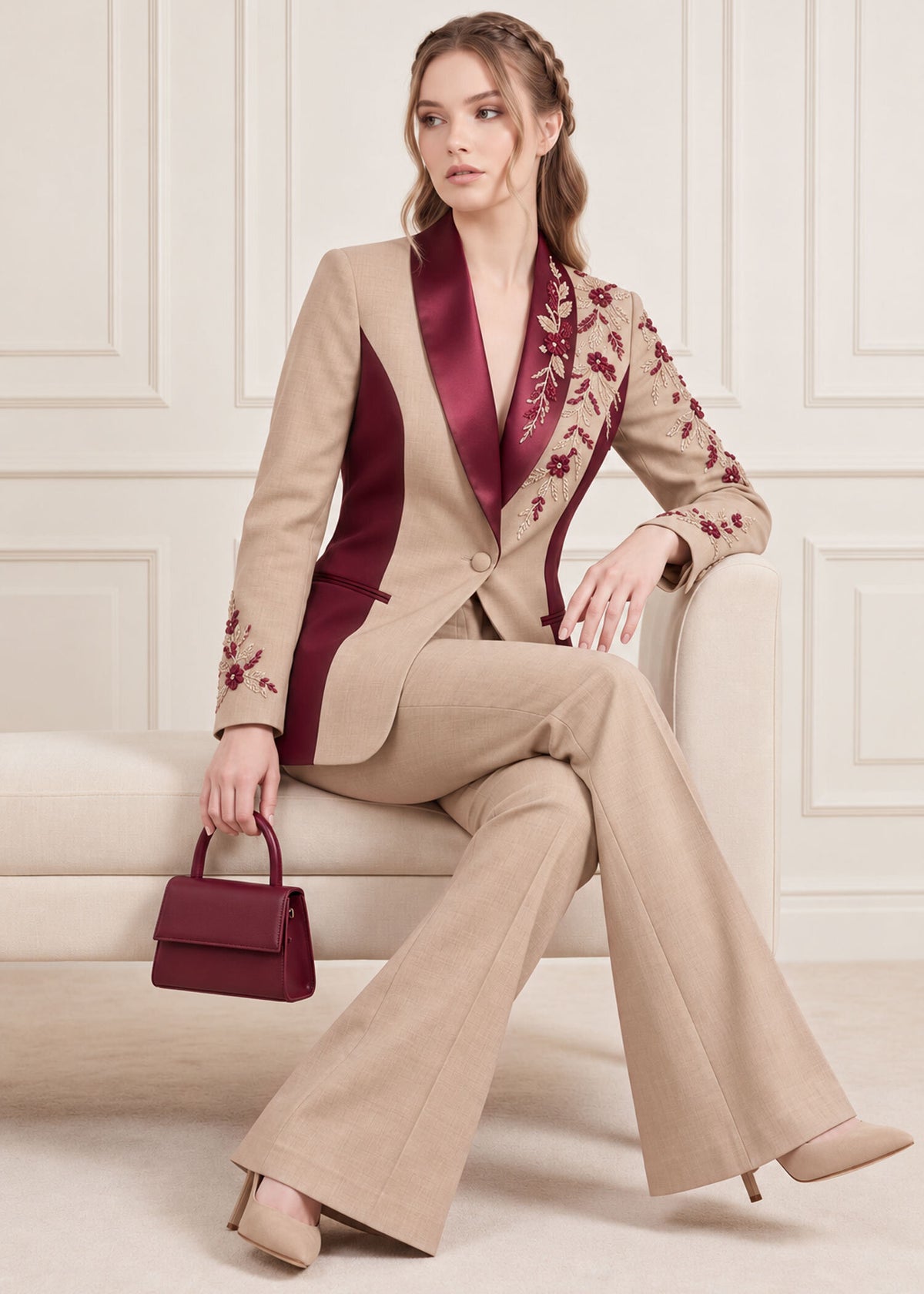 Hand Embroidered Two Tone Tuxedo 