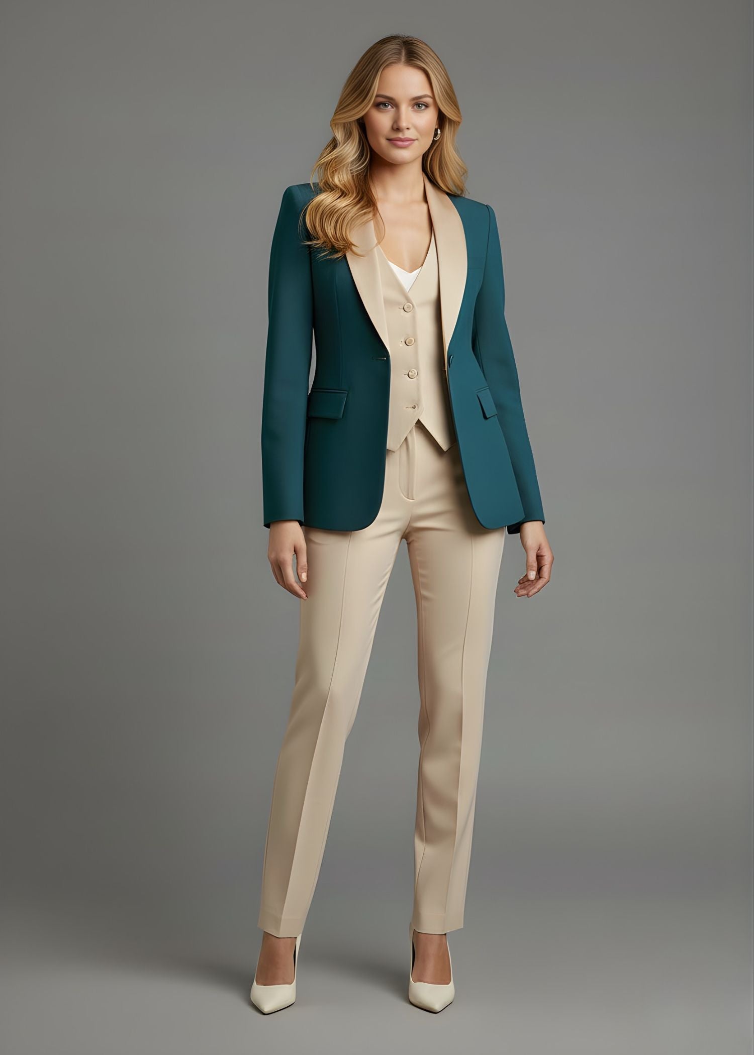 Teal & Beige Two Tone Tuxedo