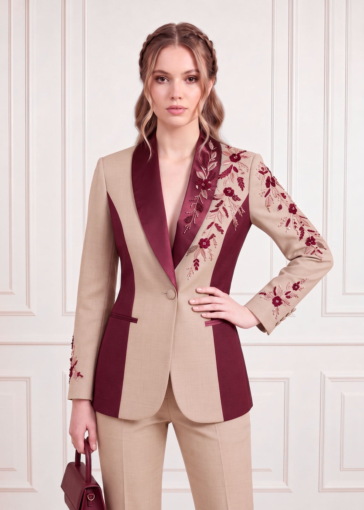 Hand Embroidered Two Tone Tuxedo 