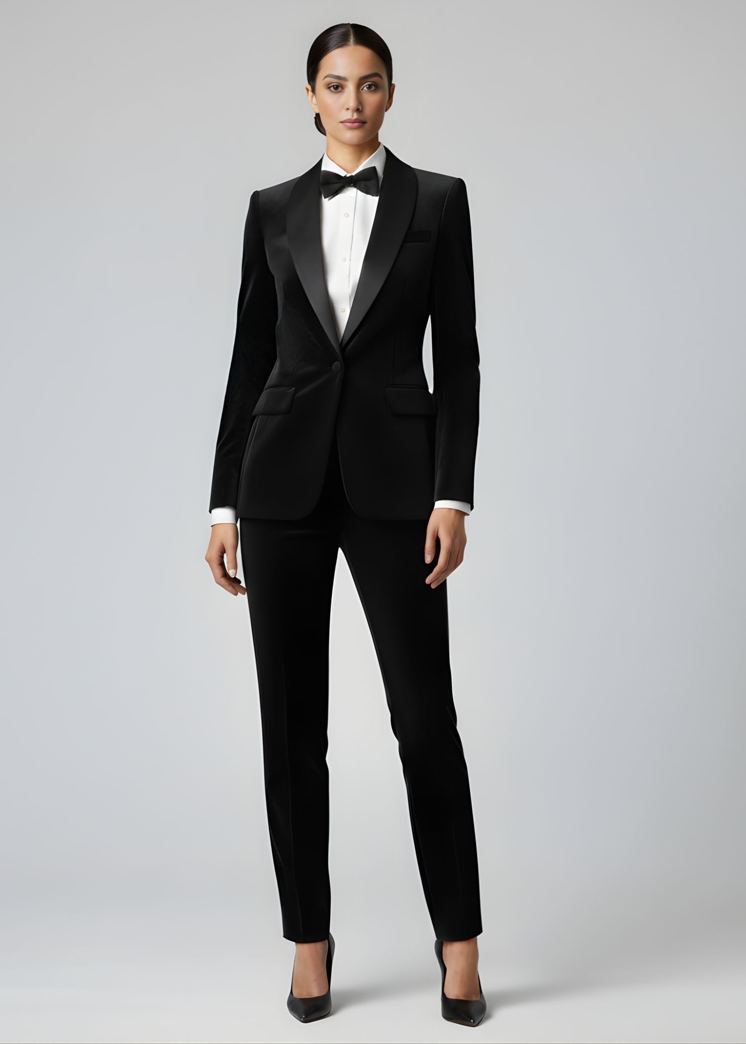 Ladies Black Velvet Tuxedo Suit