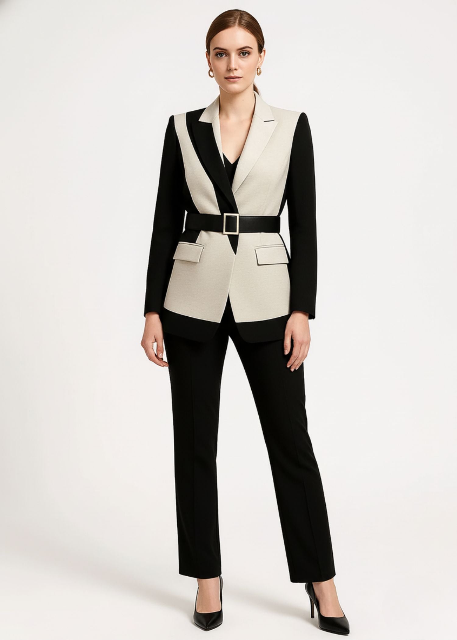 Santorini Women's Beige and Black tuxedo