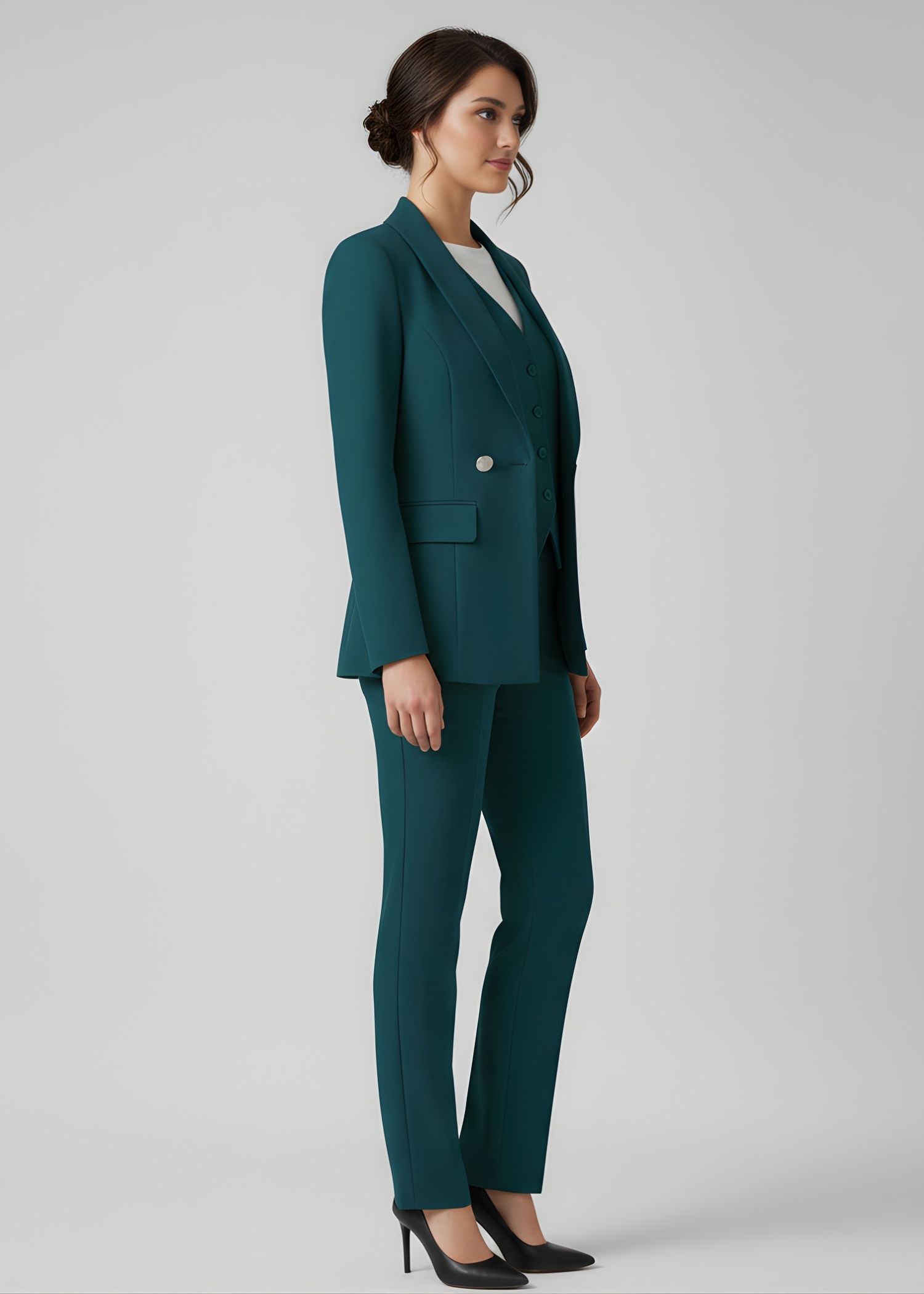 Uluru Shawl Lapel Suit  in Midnight Green