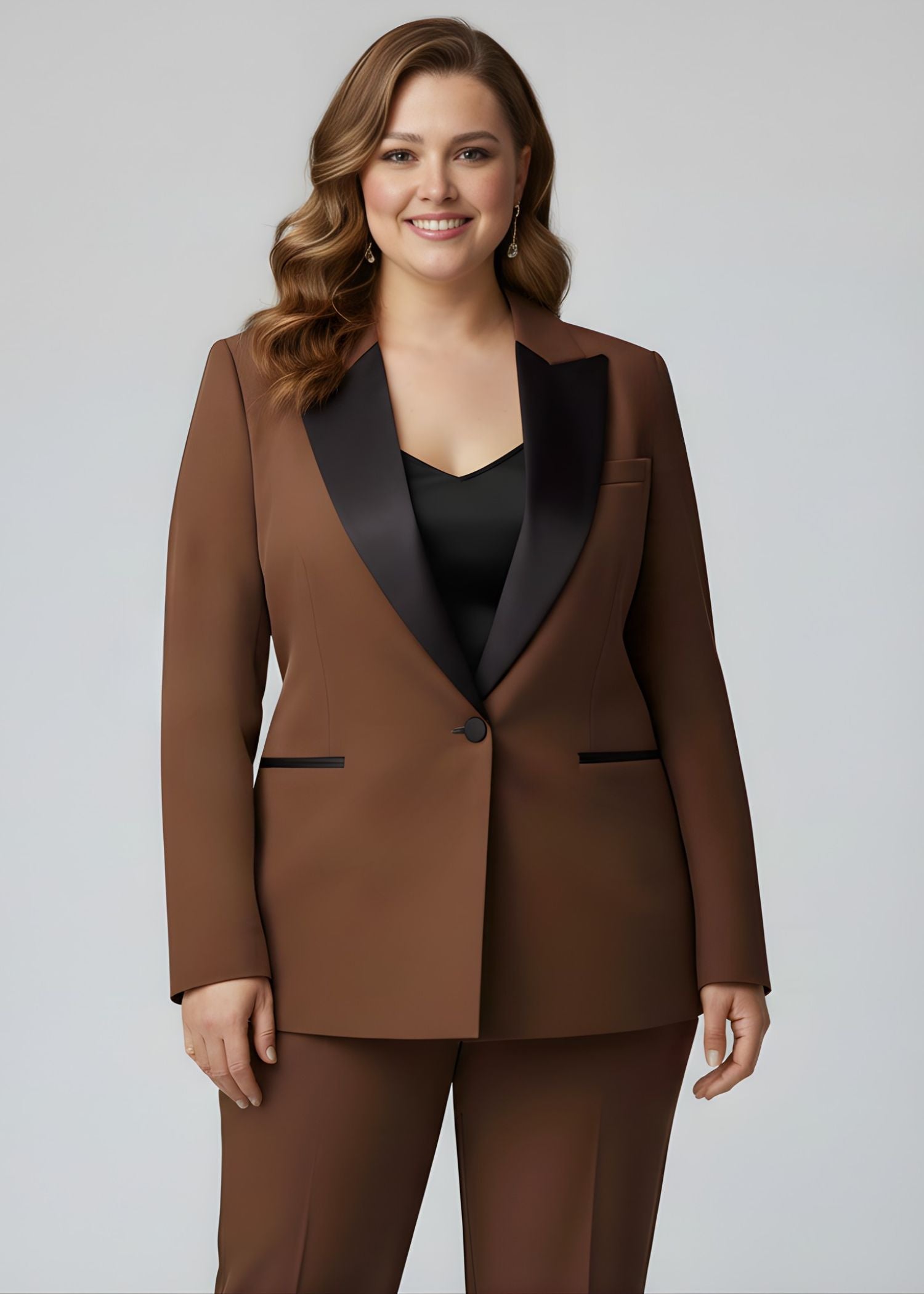 Plus Size Brown Tuxedo for Women