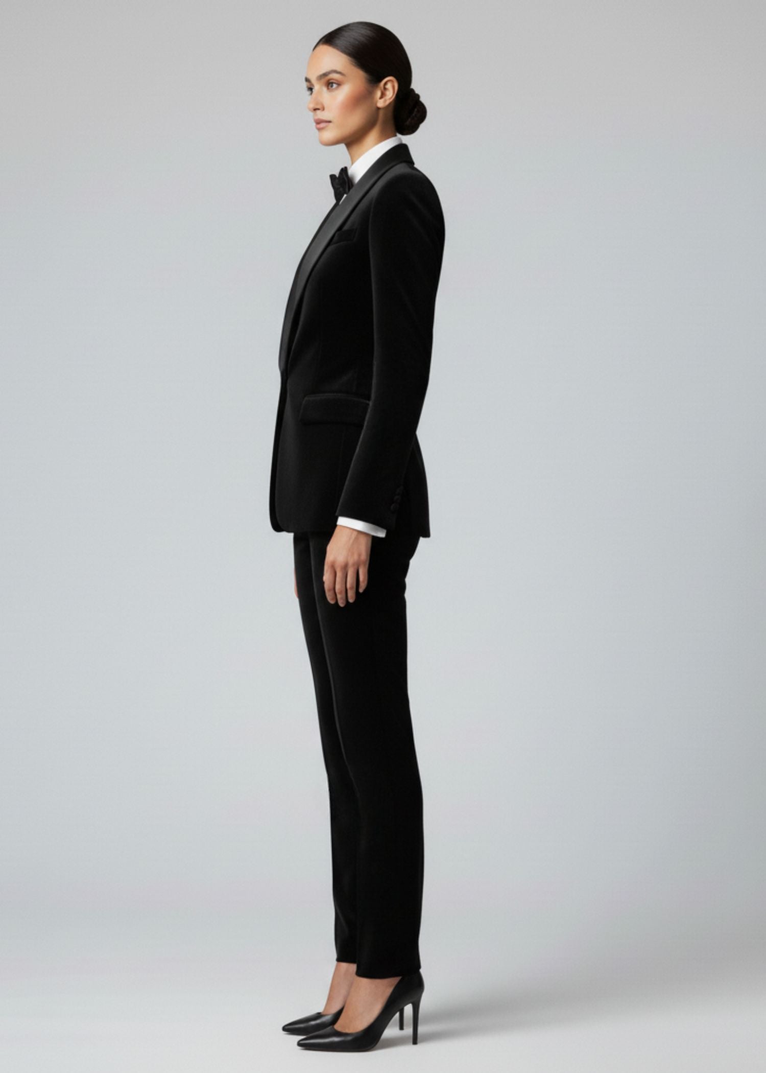Ladies Black Velvet Tuxedo Suit