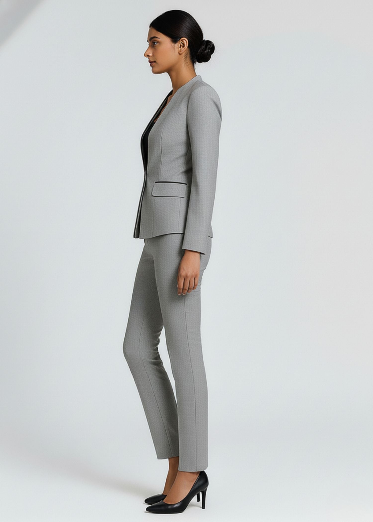 Grey Single Breasted Suit for Ladies