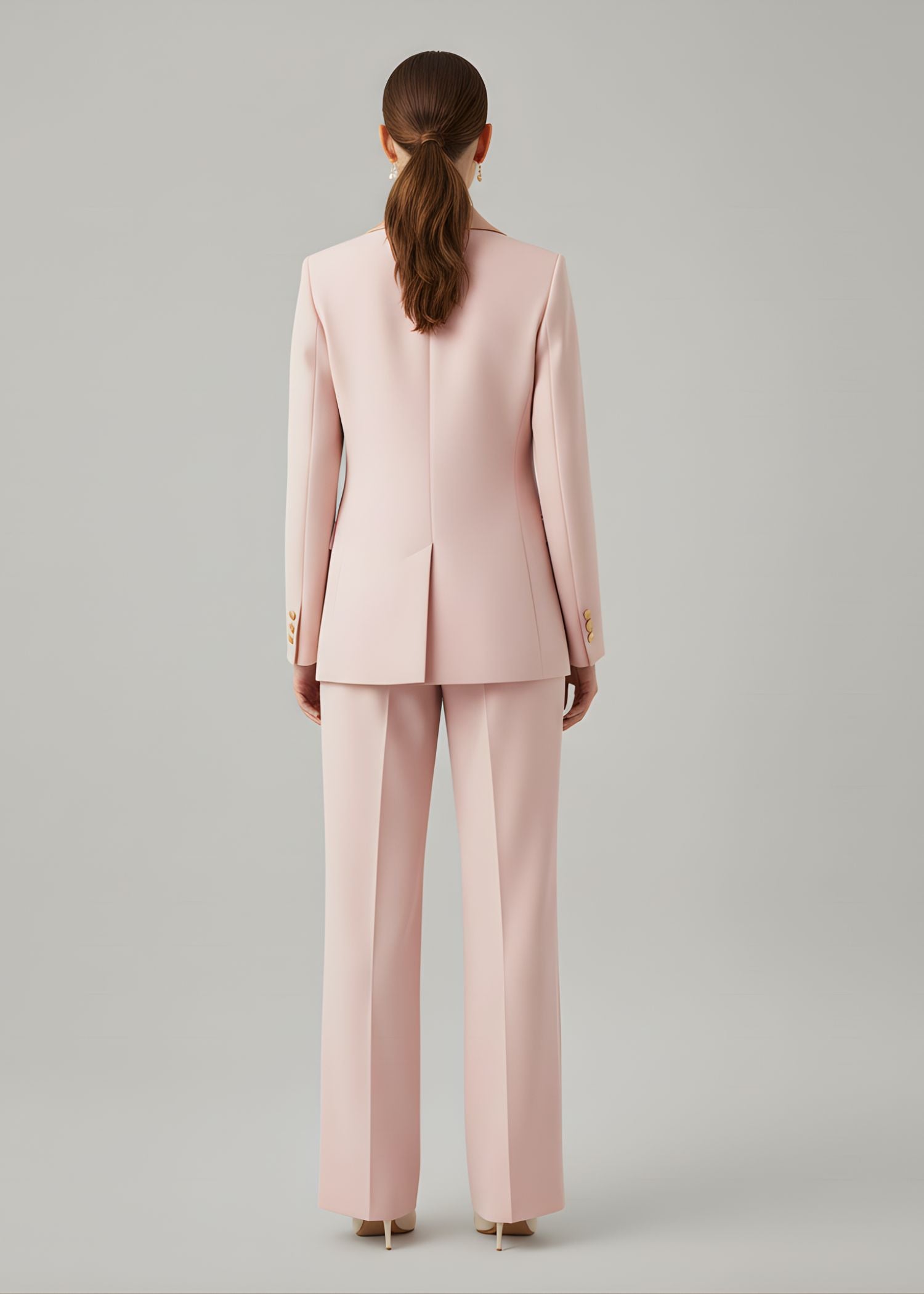 Soft Pink Tuxedo with Golden Lapel